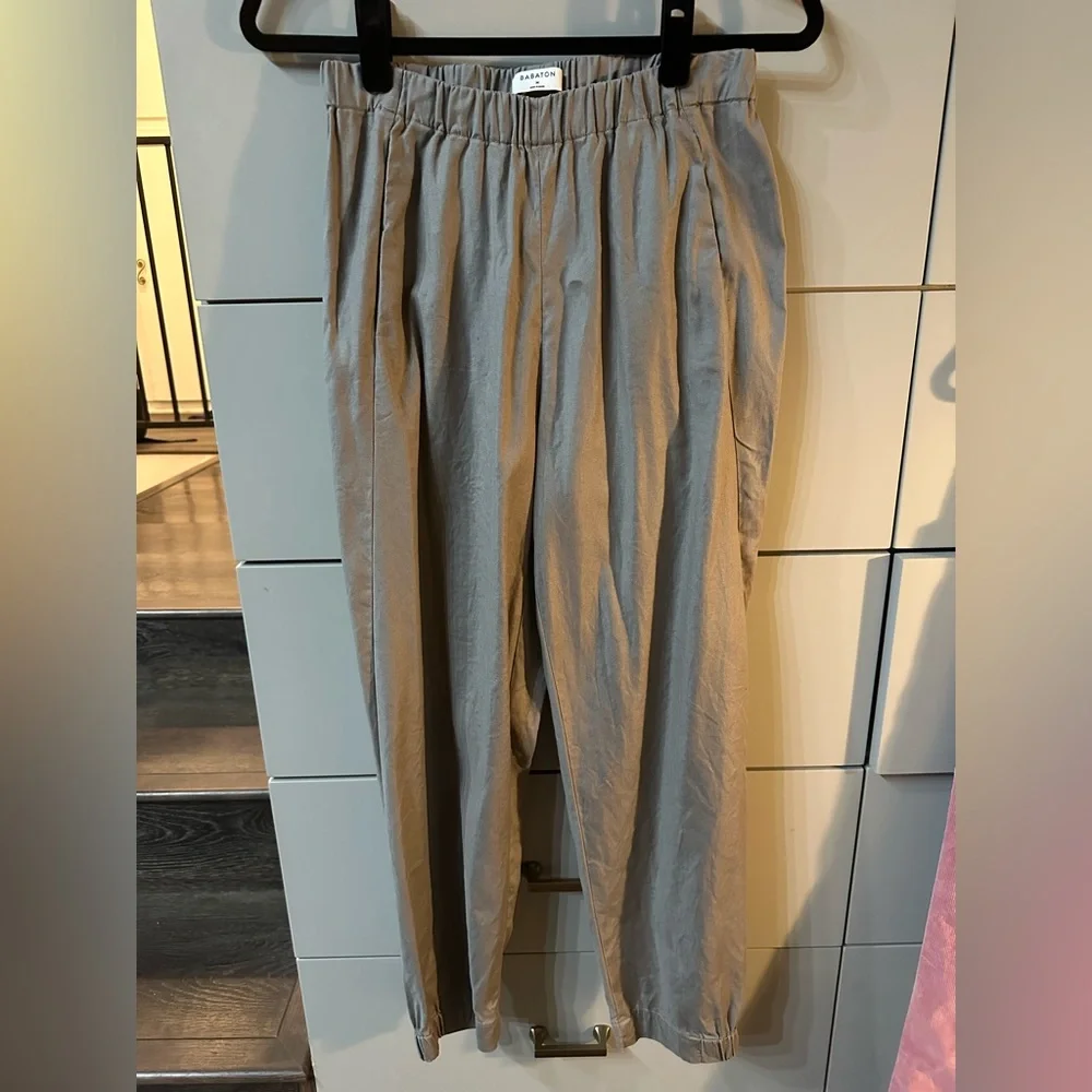 Aritizia Babaton Dexter Linen Blend Pull-On Ankle Pants Gray Size Medium